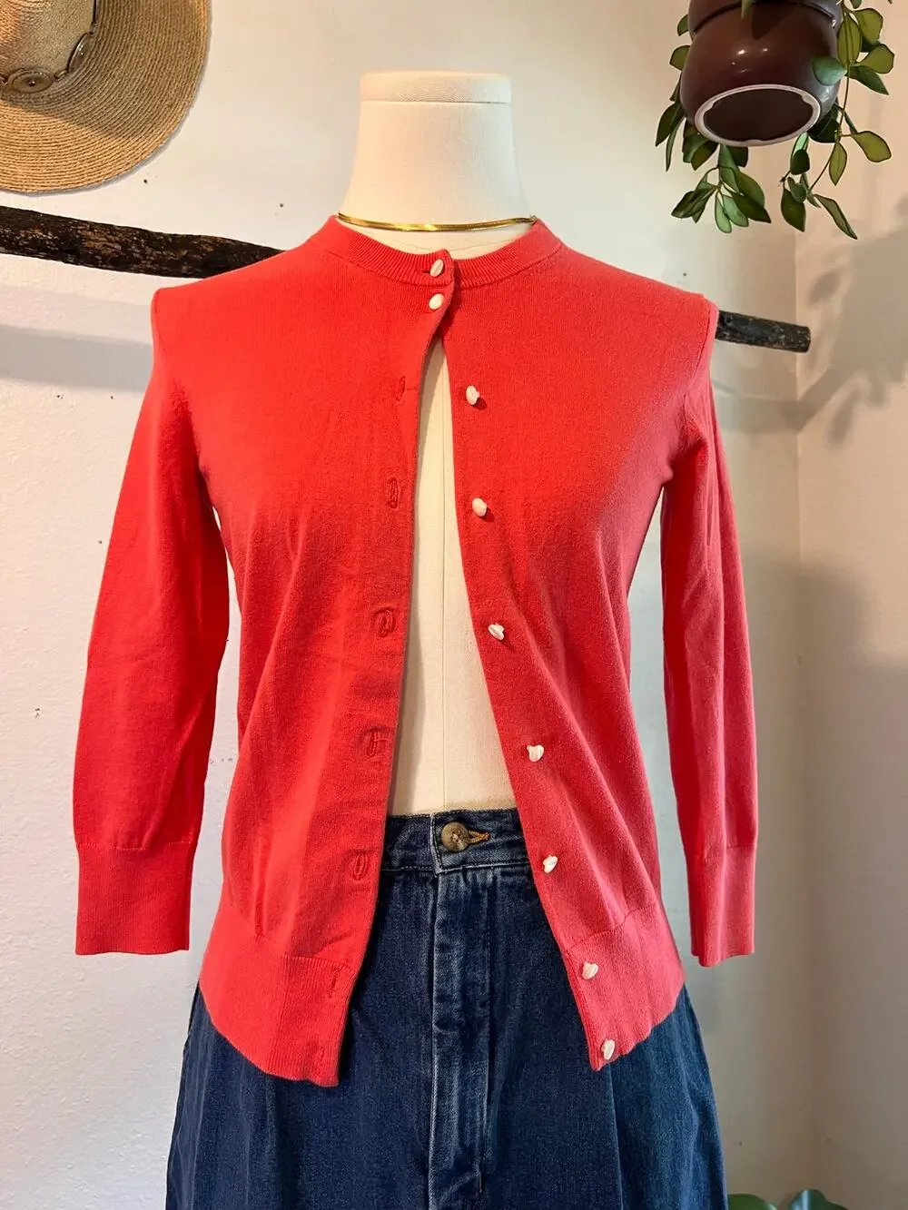 J.Crew Pink Jackie Cardigan Cotton Blend White Button Long Sleeve Size XS